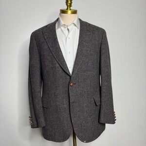 Donald Brooks Herringbone Wool 44R Blazer Men's Brown Classic Sport Coat